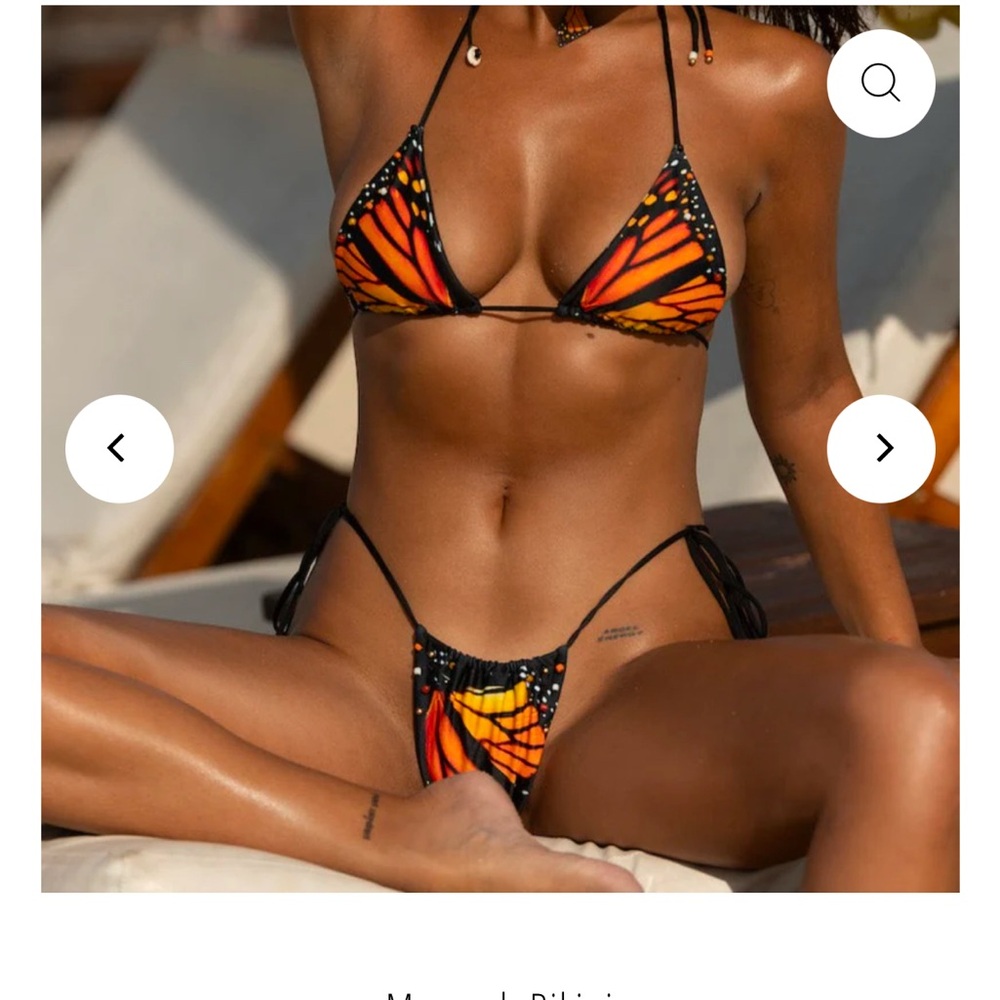 Andi Bagus Butterfly Print Bikini Set - Orange size small